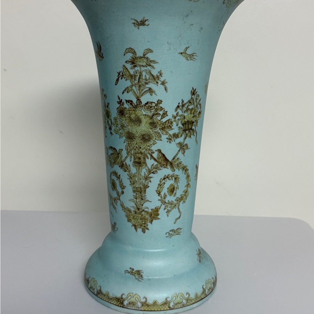 Ornate Sky Blue and Gold Vase